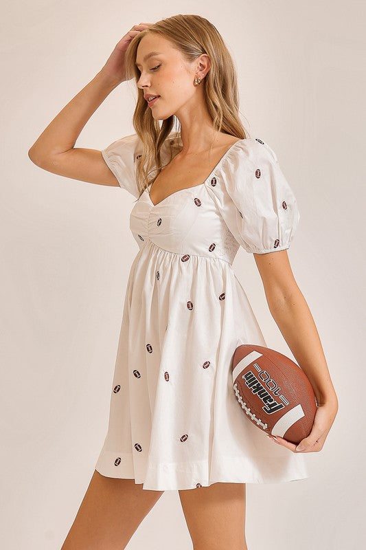 Puff Sleeve Smocked Football Dress