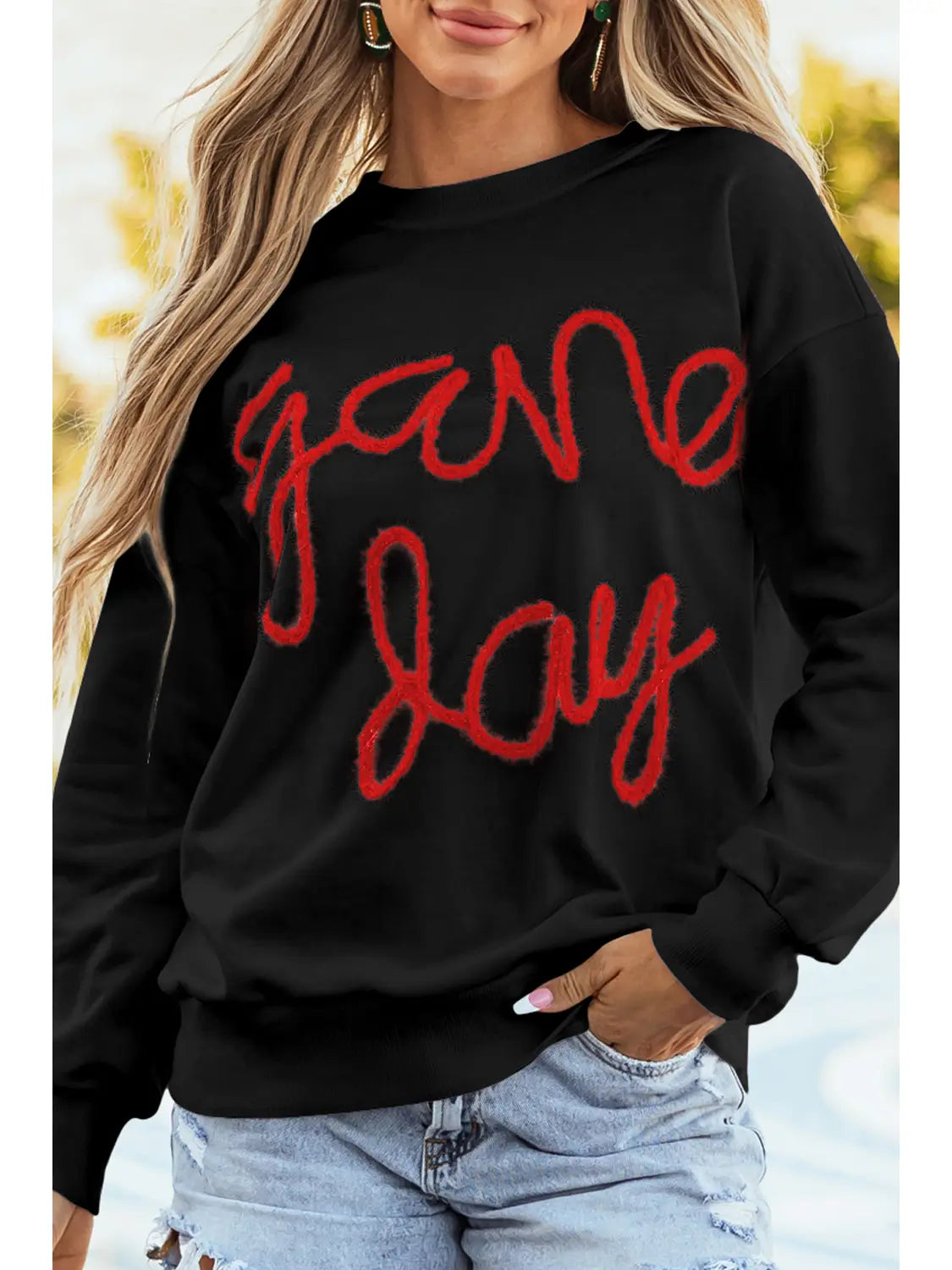 Ldc Fall Clothing Game Day Drop Shoulder Graphic Sweatshirt