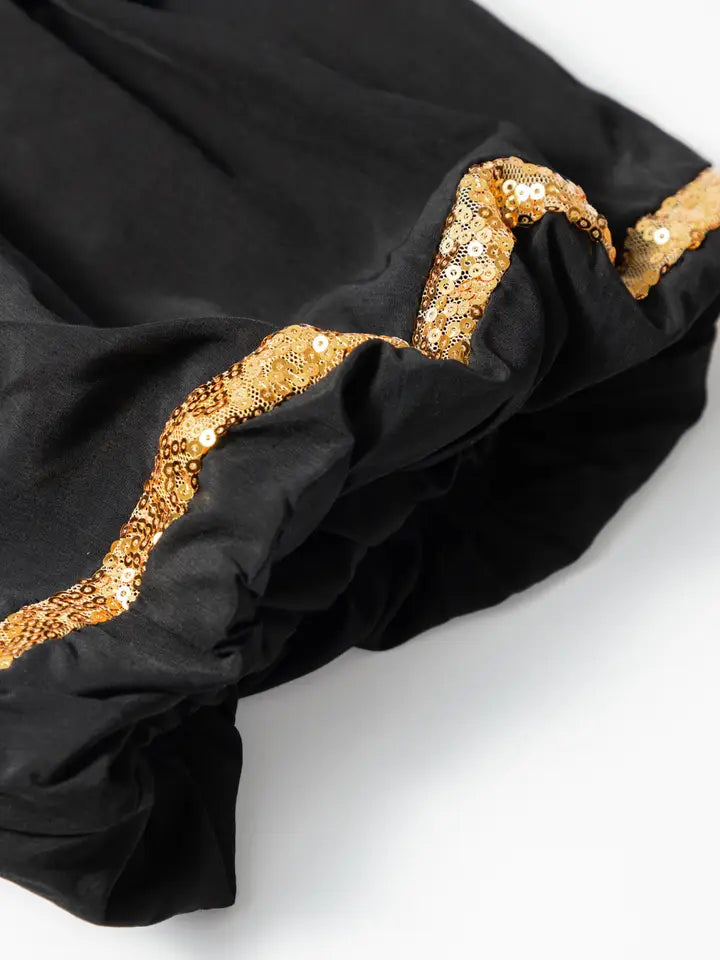 Sequin Trim Bubble Sleeve Game Day Shirt Dress