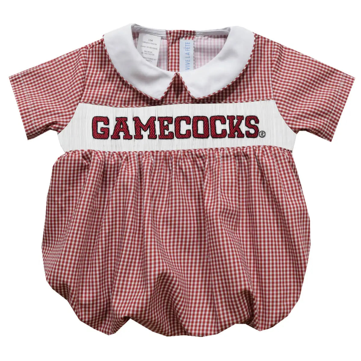 South Carolina Gamecocks Smocked Maroon Gingham Boys Bubble