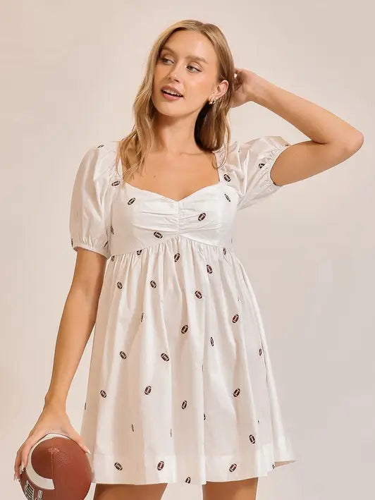 Puff Sleeve Smocked Football Dress