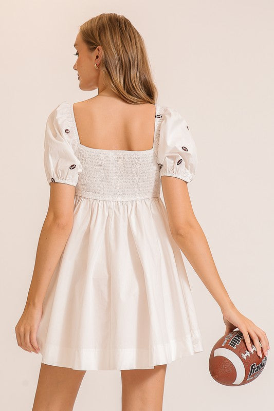 Puff Sleeve Smocked Football Dress