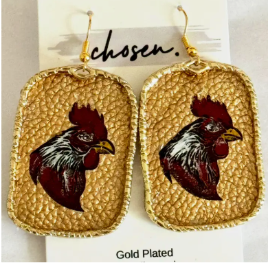 The Gamecock Hand Painted Leather Earring Collection