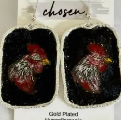 The Gamecock Hand Painted Leather Earring Collection
