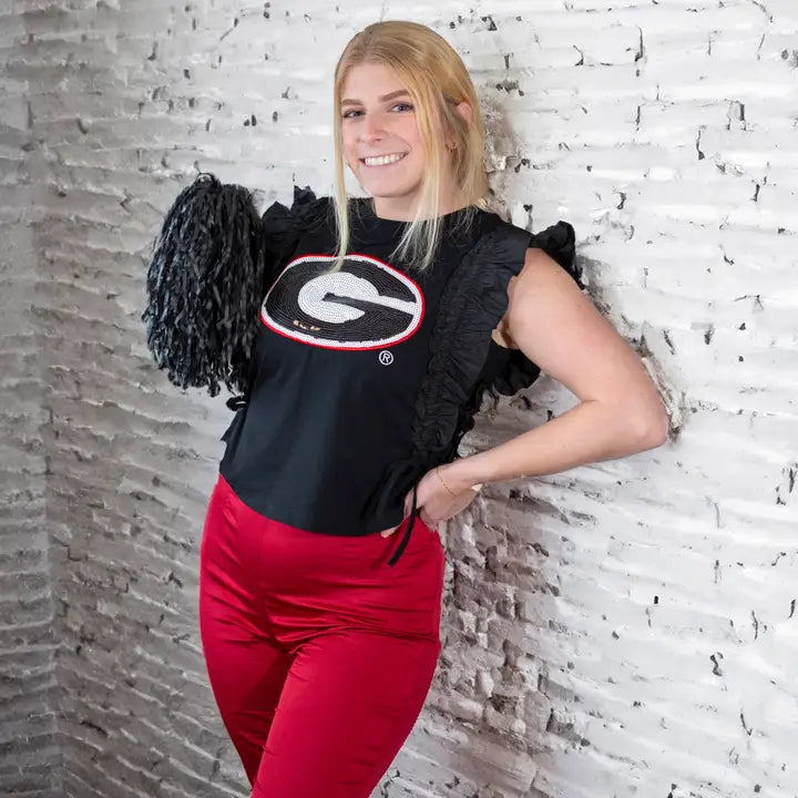 Sequin Ruffle Sleeve