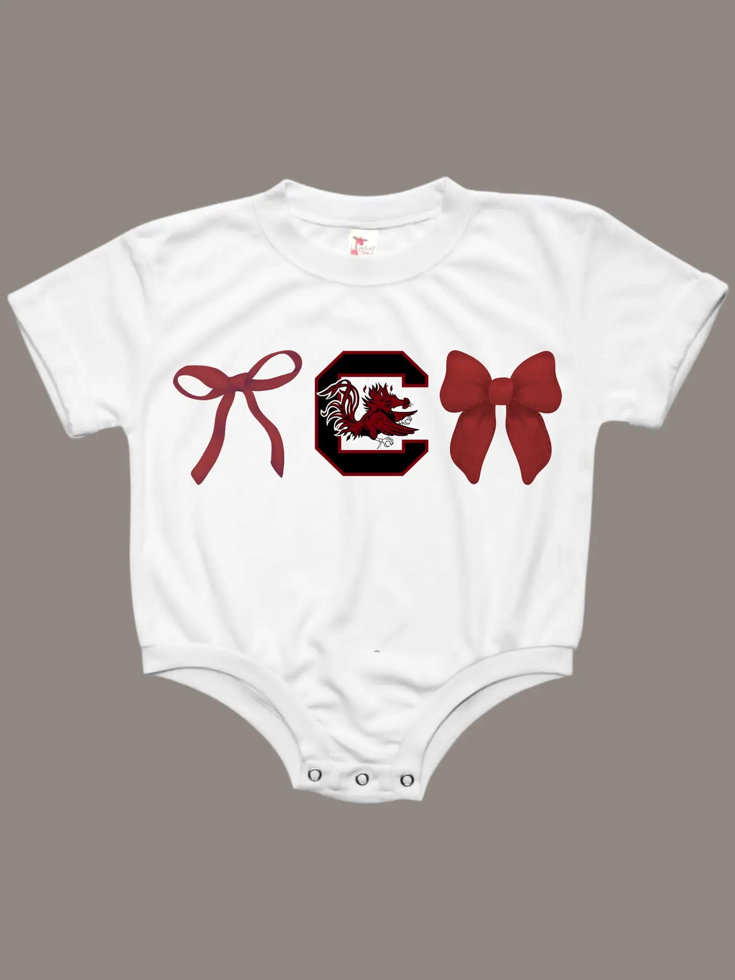 Gamecock Bows Baby Bubble Tee Shirt Romper